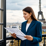 **

"A professional city planner, fully clothed in a chic, modest business outfit, reviewing blueprints on a Parisian balcony overlooking the Eiffel Tower. Safe for work, appropriate content, professional, perfect anatomy, correct proportions, natural pose, well-formed hands, proper finger count, natural body proportions, high-quality rendering, realistic."

**