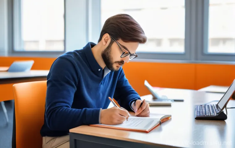 지방행정사 실습 과목 준비법 - **Prompt 1: Focused Civil Service Exam Preparation**
"A bright, naturally lit indoor study space...