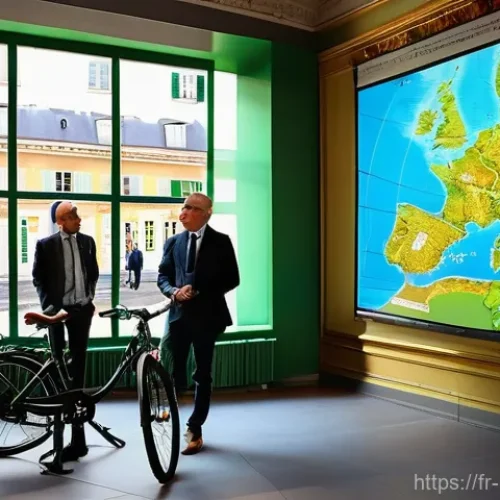 Home 25 지방행정사 시험 중점 과목 분석 - **Prompt:** A dynamic, brightly lit scene inside a modern French "mairie" (town hall) featuring a di...