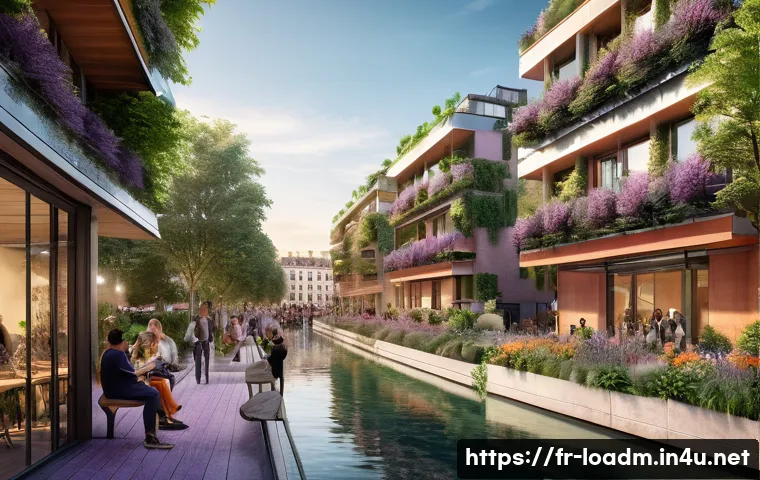 지방행정사 자격증으로 가능한 일들 - **Prompt:** A vibrant, futuristic French eco-district at sunset. Tall, modern buildings with green l...